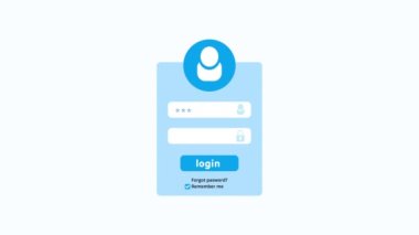 Erişim için kullanıcı adı ve parola içeren web sitesi giriş canlandırması. Şifre giriş tıklamasını kapat