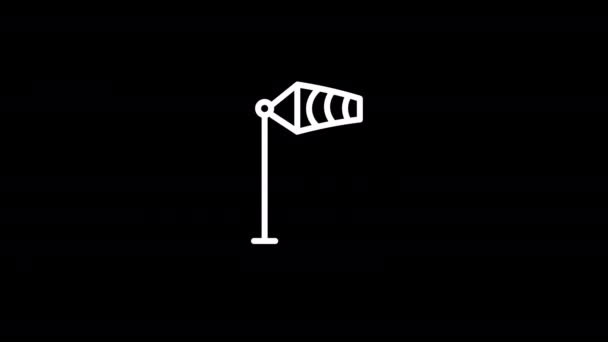 Windrichtungssymbol Animation Weißes Symbol Auf Schwarzem Hintergrund — Stockvideo
