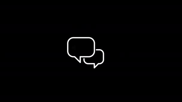 Sohbet Simgesi Canlandırması Siyah Arkaplanda Beyaz Simge — Stok video