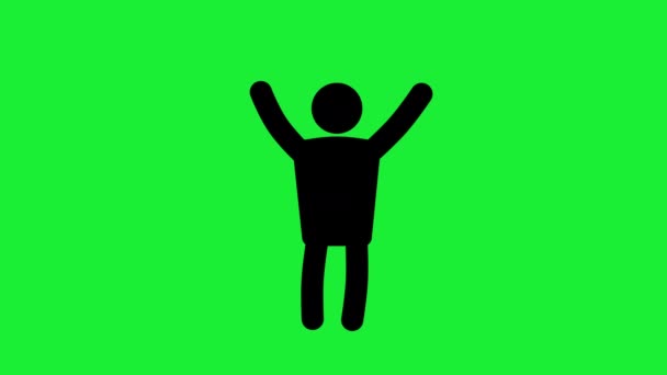 Щасливі Танці Піктограма Люди Анімація Піктограма Люди Анімація Персонаж Мультфільми — стокове відео