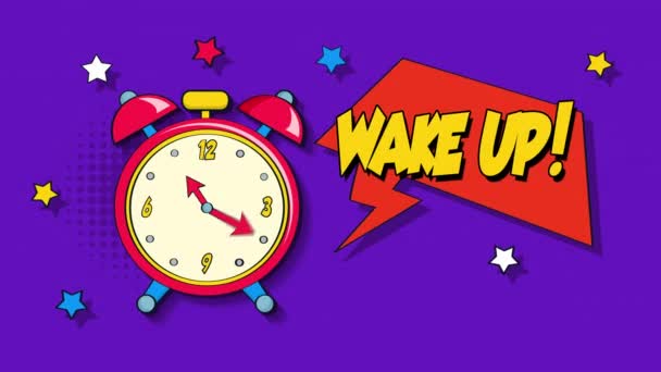 Despertar Reloj Despertador Pop Art Estilo Animación — Vídeo de stock