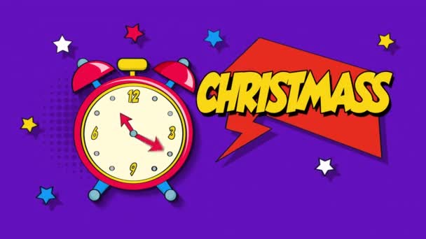 Christmass Alarm Clock Pop Art Style Animation — Αρχείο Βίντεο