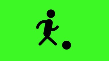 Futbol oyuncusu animasyon çalıştırıyor. 2D figürlü çizgi film animasyonları. yeşil Şeffaf Arkaplan. Krom anahtar.