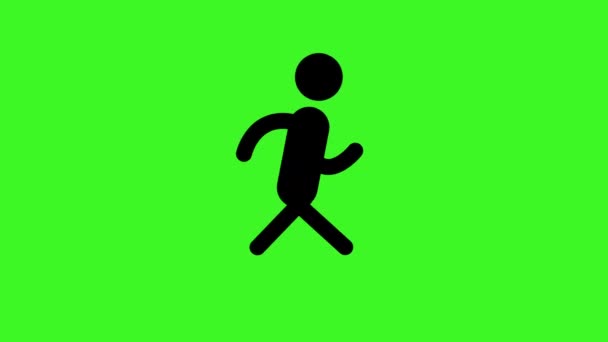 Icon Man Running Animation Figure Cartoon Animations Green Transparent Background — Stock Video