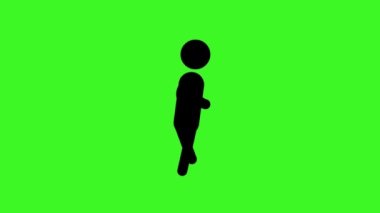 Simge Adam yürüyen animasyon. 2D figürlü çizgi film animasyonları. yeşil Şeffaf Arkaplan. Krom anahtar.