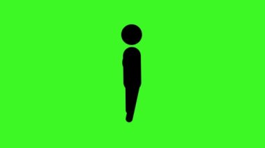 Simge Adam yürüyen animasyon. 2D figürlü çizgi film animasyonları. yeşil Şeffaf Arkaplan. Krom anahtar.