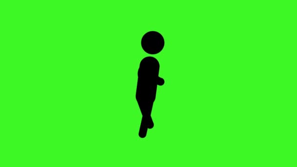 Ikonember Sétáló Animáció Ábra Rajzfilm Animációk Zöld Átlátszó Háttér Chroma — Stock videók