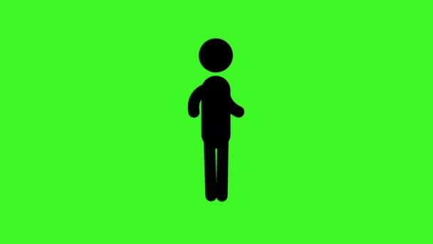 Animasi Berjalan Manusia Ikon Gambar Animasi Kartun Hijau Transparent Background — Stok Video