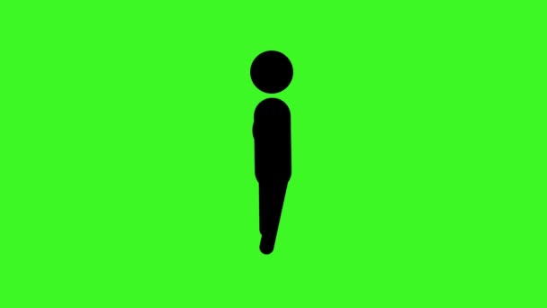 Ikon Man Gående Animation Figur Tegneserie Animationer Grøn Transparent Baggrund – Stock-video