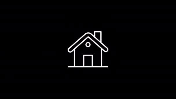 Home Icon Animation White Icona Sfondo Nero Luma Opaco — Video Stock