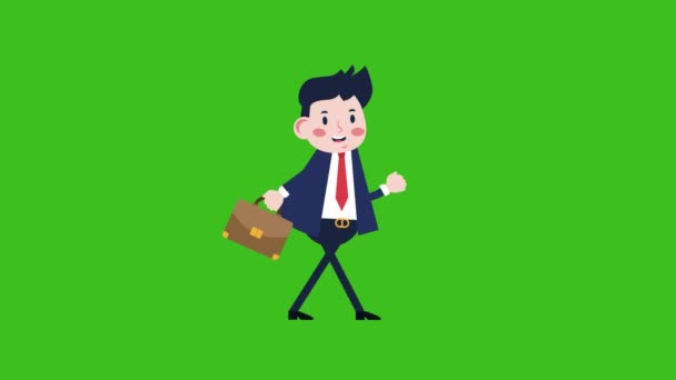 Niedlichen Geschäftsmann Charakter Fuß Animation Angry Spaziergang — Stockvideo