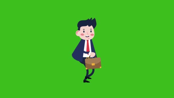 可爱的商人人物形象散步动画 — 图库视频影像