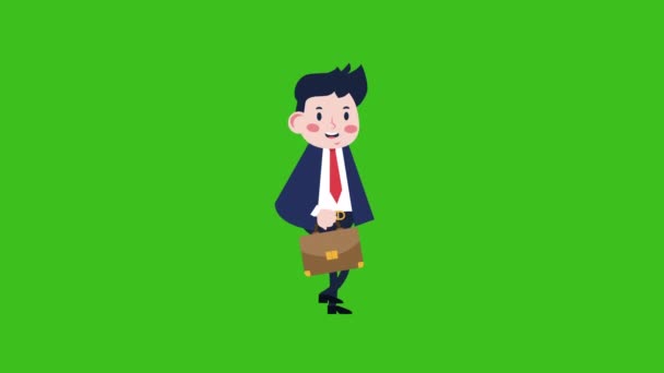 かわいいビジネスマンキャラクターウォーキングアニメ 女は歩く — ストック動画