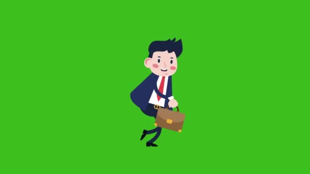 Bonitinho Empresário Personagem Andando Animação — Vídeo de Stock
