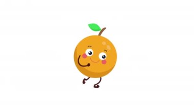 Tatlı turuncu karakter yürüyüş animasyonu.
