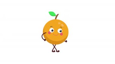 Tatlı turuncu karakter yürüyüş animasyonu. Üzücü bir yürüyüş.