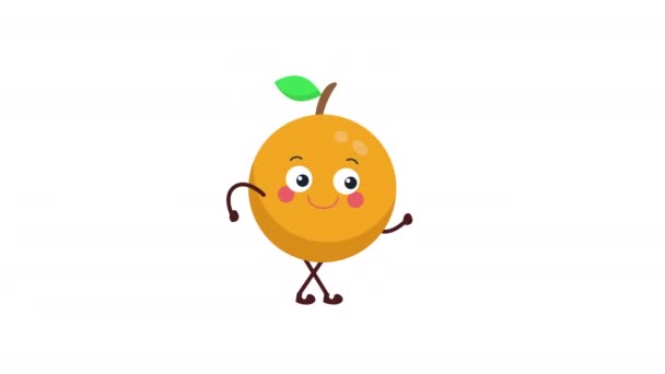 Cute Fresh Orange Character Walking Animation Angry Walk — Stock Video
