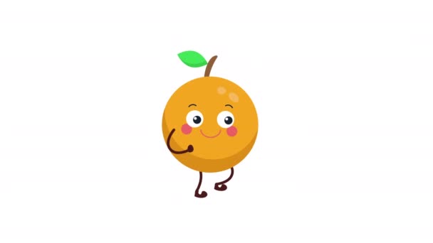 かわいいオレンジキャラクターウォーキングアニメーション ダブルバウンスウォーク — ストック動画