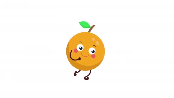 かわいいオレンジキャラクターウォーキングアニメーション こっそり歩く — ストック動画