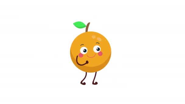 かわいいオレンジのキャラクターウォーキングアニメーション ストルートウォーク — ストック動画