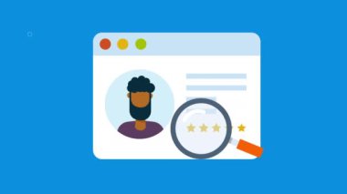 Çevrimiçi müşteri değerlendirme animasyonu. Müşteri geribildirimi, çevrimiçi itibar - 2d hareket animasyonu. 4k video klibi