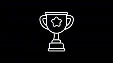 Altın Kupa ana hatları simge animasyonu. Siyah arkaplanda beyaz simge. luma matt