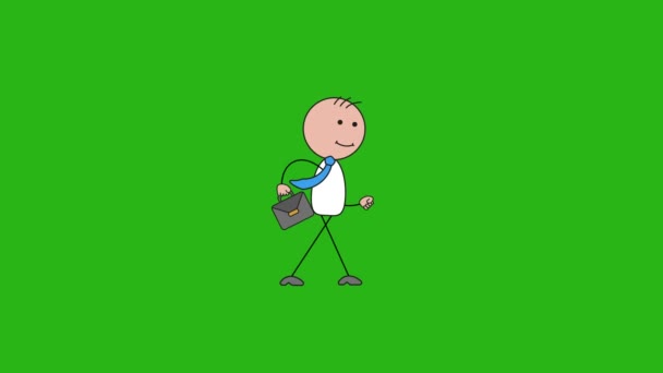 Stickman Empresario Caminando Animación Dibujos Animados Dibujados Mano Movimiento Animation — Vídeos de Stock