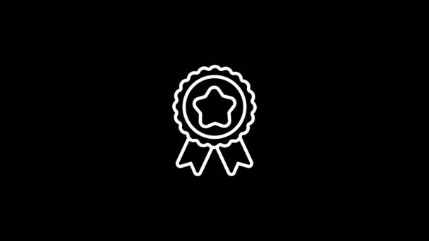 Χρυσό Μετάλλιο Περίγραμμα Εικόνα Κίνηση Animation White Εικονίδιο Μαύρο Φόντο — Αρχείο Βίντεο