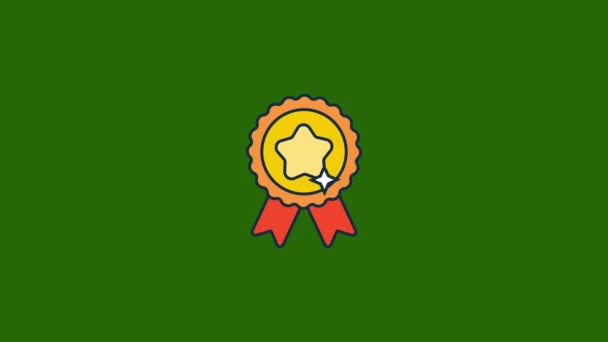 Ícone Medalha Ouro Movimento Animation Green Screen Chroma Chave — Vídeo de Stock