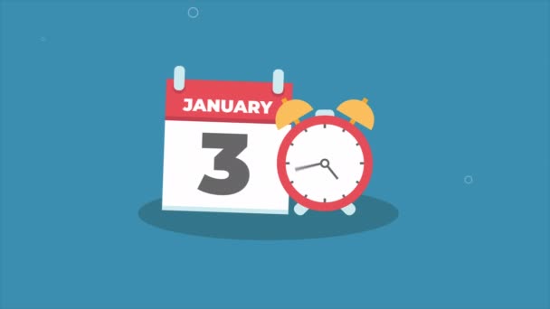 Dag Datum Januari Concept Sjabloon Kalender Pagina Animatie Concept Deadline — Stockvideo