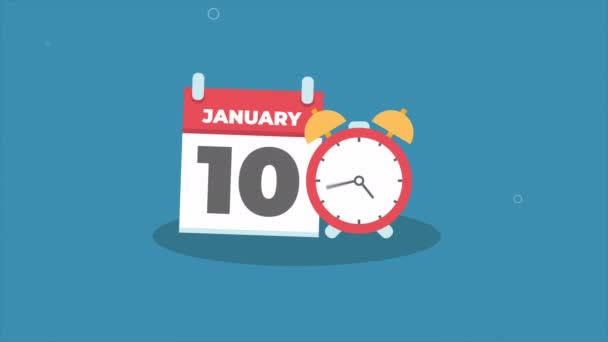 Dag Datum Januari Concept Sjabloon Kalender Pagina Animatie Concept Deadline — Stockvideo