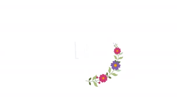 Lucy Girls Name Motion Animation Concept Женское Имя Цветочным Венком — стоковое видео