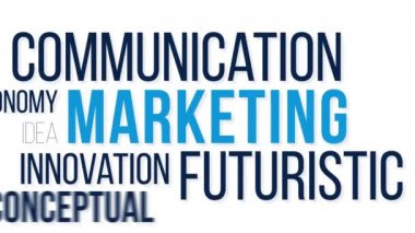 Pazarlama Kelime Bulut animasyon konsepti. Kinetik Typography animasyonu. Kolaj hologramla ilgili kelimelerden oluşur..