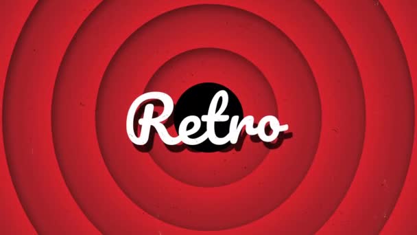 Retro Text Cartoon Grunge Intro Concentric Red Circular Curtains — Stock video