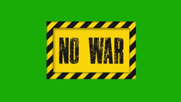 Žádná Válečná Výstražná Cedule Pruhy Animace Izolované Zeleném Pozadí — Stock video
