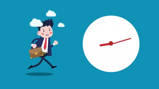 Homme Affaires Courir Horloge Animation Animation Mouvement — Video