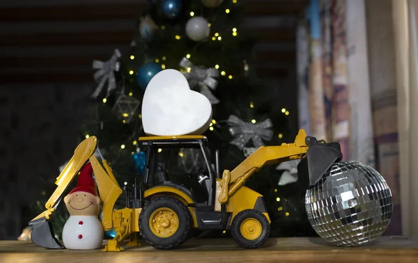 Concetto Auguri Natale Business Vacanze Capodanno Società Costruzioni Bulldozer Escavatore — Foto Stock
