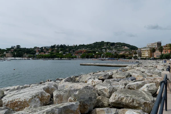 Panoramiczny Widok Miasto Rapallo Nad Zatoką Tigullio Liguria Włochy — Zdjęcie stockowe