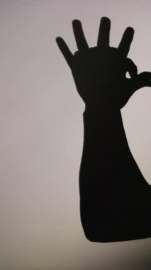 Sanatsal el gölgeleri ışık arkaplanı karşısında şekiller ve karakterler yaratır, gölge kuklaları aracılığıyla geleneksel hikaye anlatımlarını sergiler.