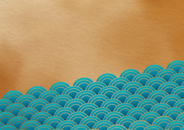 Абстрактна Океанічна Хвиля Коричневому Фоновому Векторі Акварелі Оздоблення Східного Мистецтва — стоковий вектор