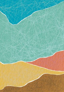 Sonbahar ve tropikal konsept için soyut sarı, mavi ve turuncu arkaplan çizimi.