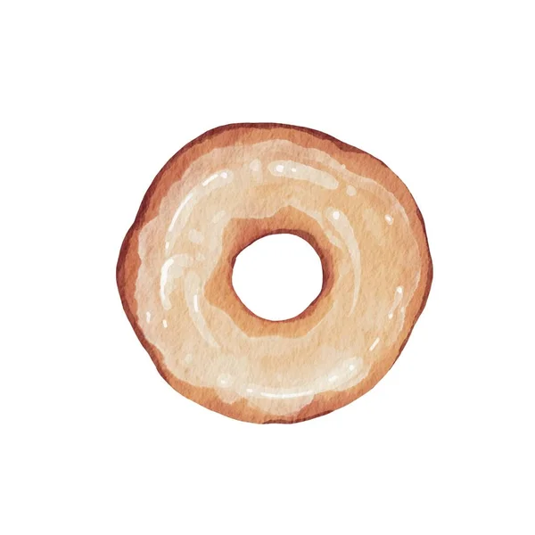 Glaze Sugar Donut Watercolor Illusration Decoration Bakery Dessert Pastry Concept — Foto de Stock