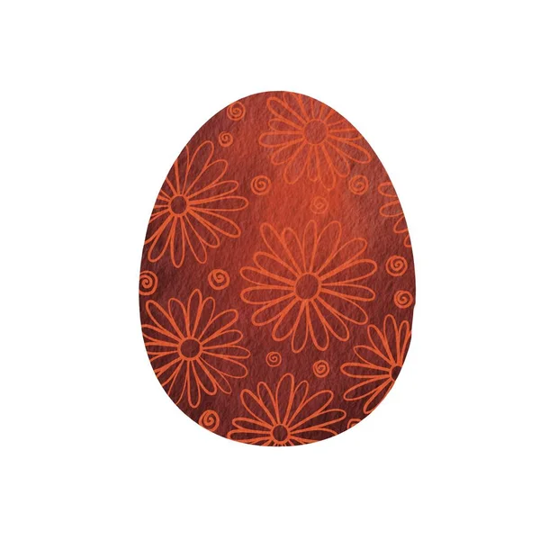 Red Velvet Easter Egg Flower Texture Watercolor Background Decoration Easter — Fotografia de Stock