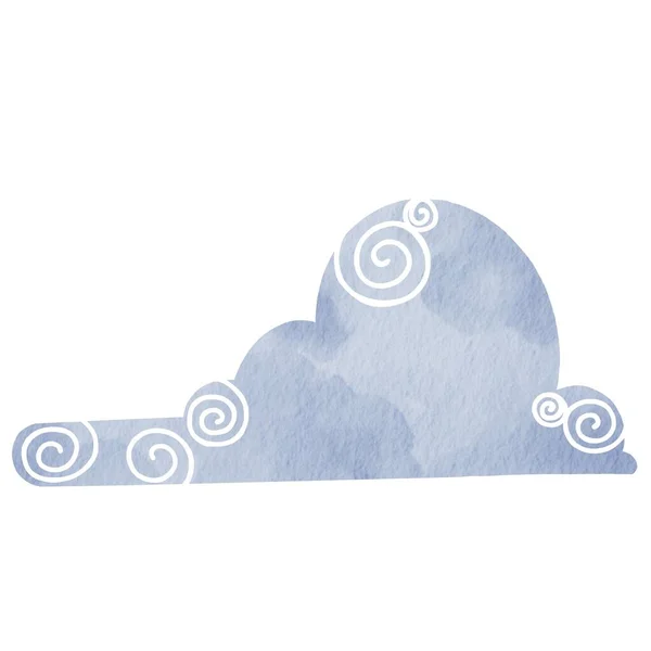 Gökyüzü Hava Tahminleri Için Soyut Mavi Bulut Suluboya Çizimi — Stok fotoğraf