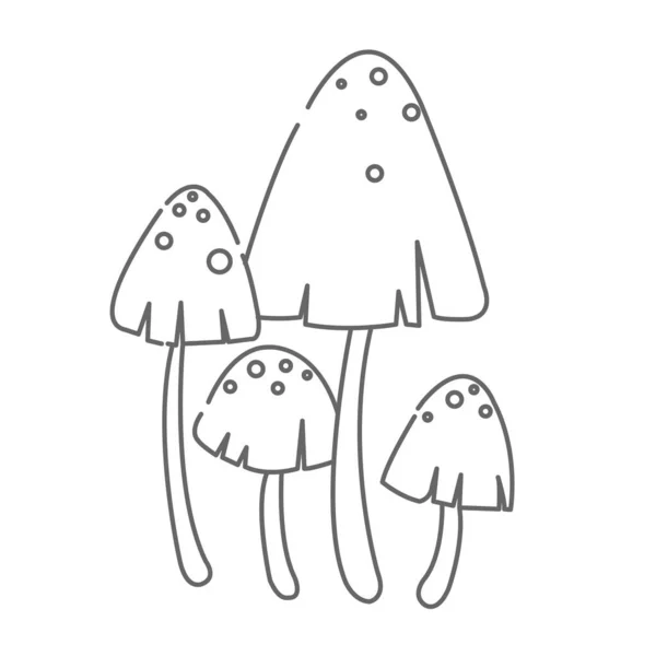 野生蘑菇涂鸦装饰园林绿化与自然概念 — 图库矢量图片