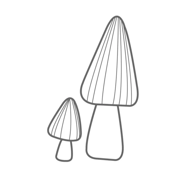 Wild Mushroom Doodle Illustration Decoration Garden Nature Concept — Stock Vector