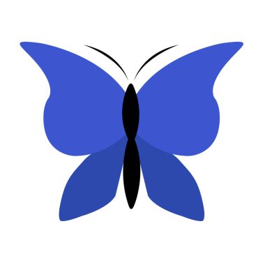 Vahşi yaşam ve böcek dünyasının dekorasyonu için mavi kelebek vektör çizimi.