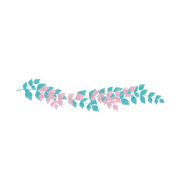 Abstract Blue Pink Bunch Leaves Border Illustration Decoration Easter Spring — Stock Photo, Image