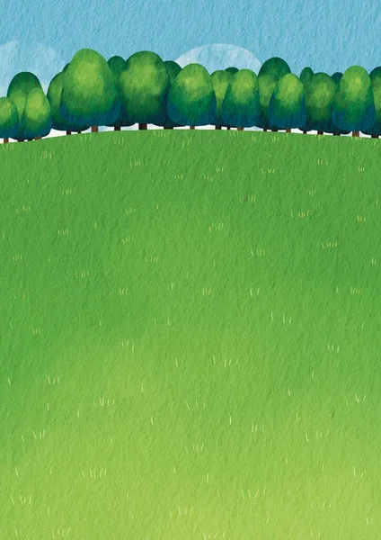 Grüne Bäume Wiese Und Blauer Himmel Zur Dekoration Der Naturlandschaft — Stockfoto