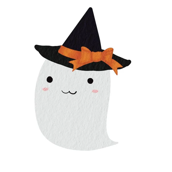 Fantasma Del Bebé Con Ilustración Sombrero Halloween Para Decoración Concepto — Foto de Stock